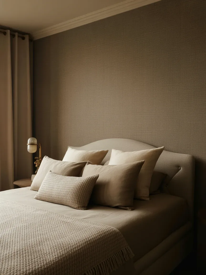 24. Layered Luxury With Textured Fabric Wallpaper 24. Layered Luxury With Textured Fabric Wallpaper