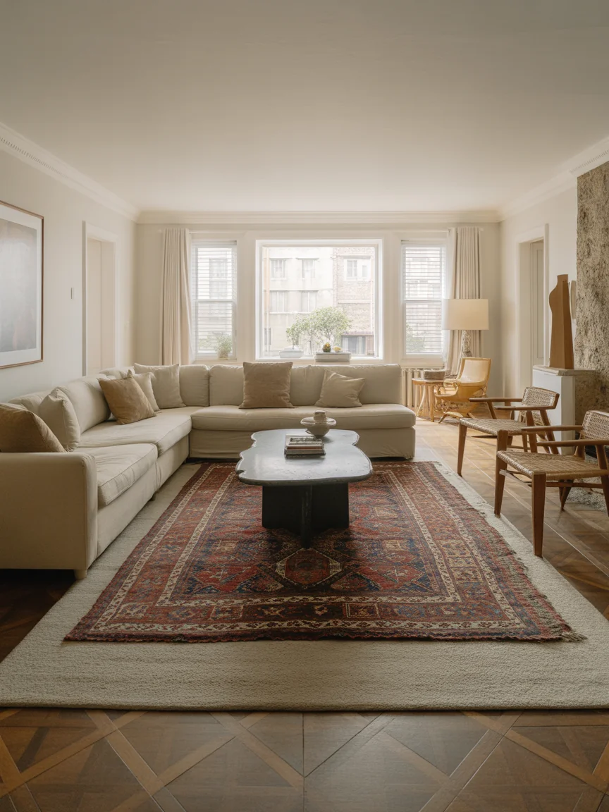 9. Layered Rug Comfort Zone