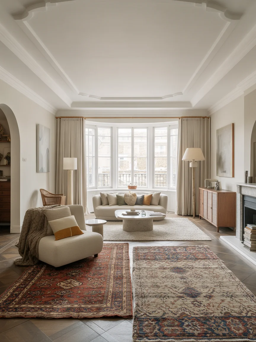 15. Layered Rugs to Ground the Space