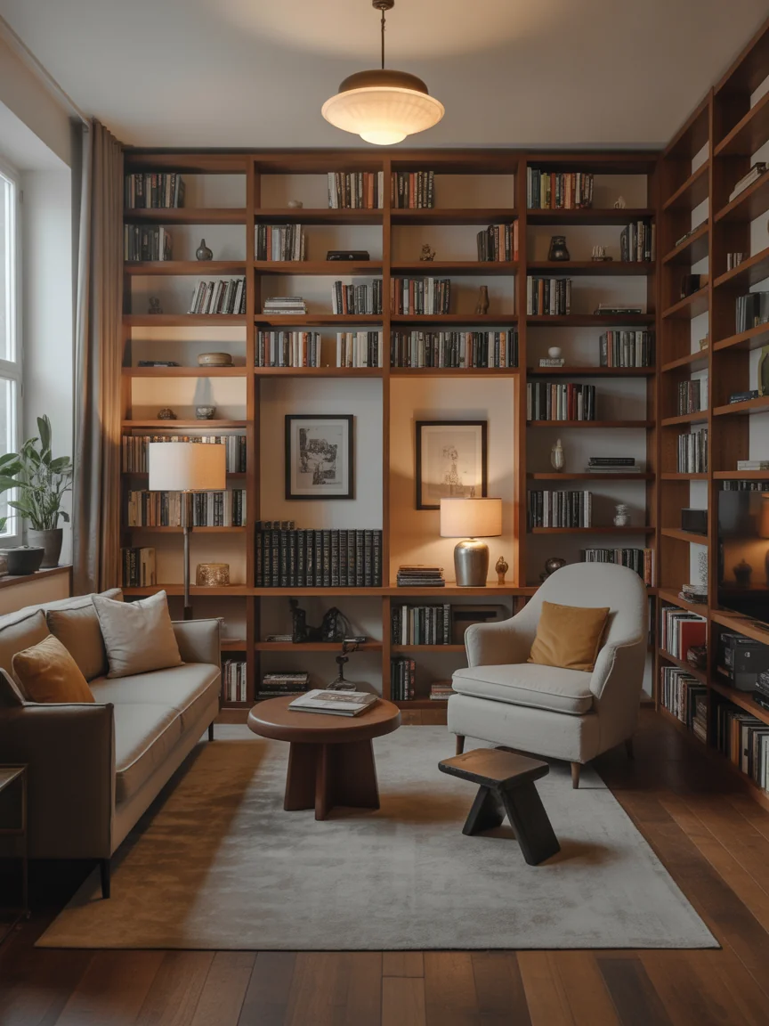 22. Library-Style Living Room