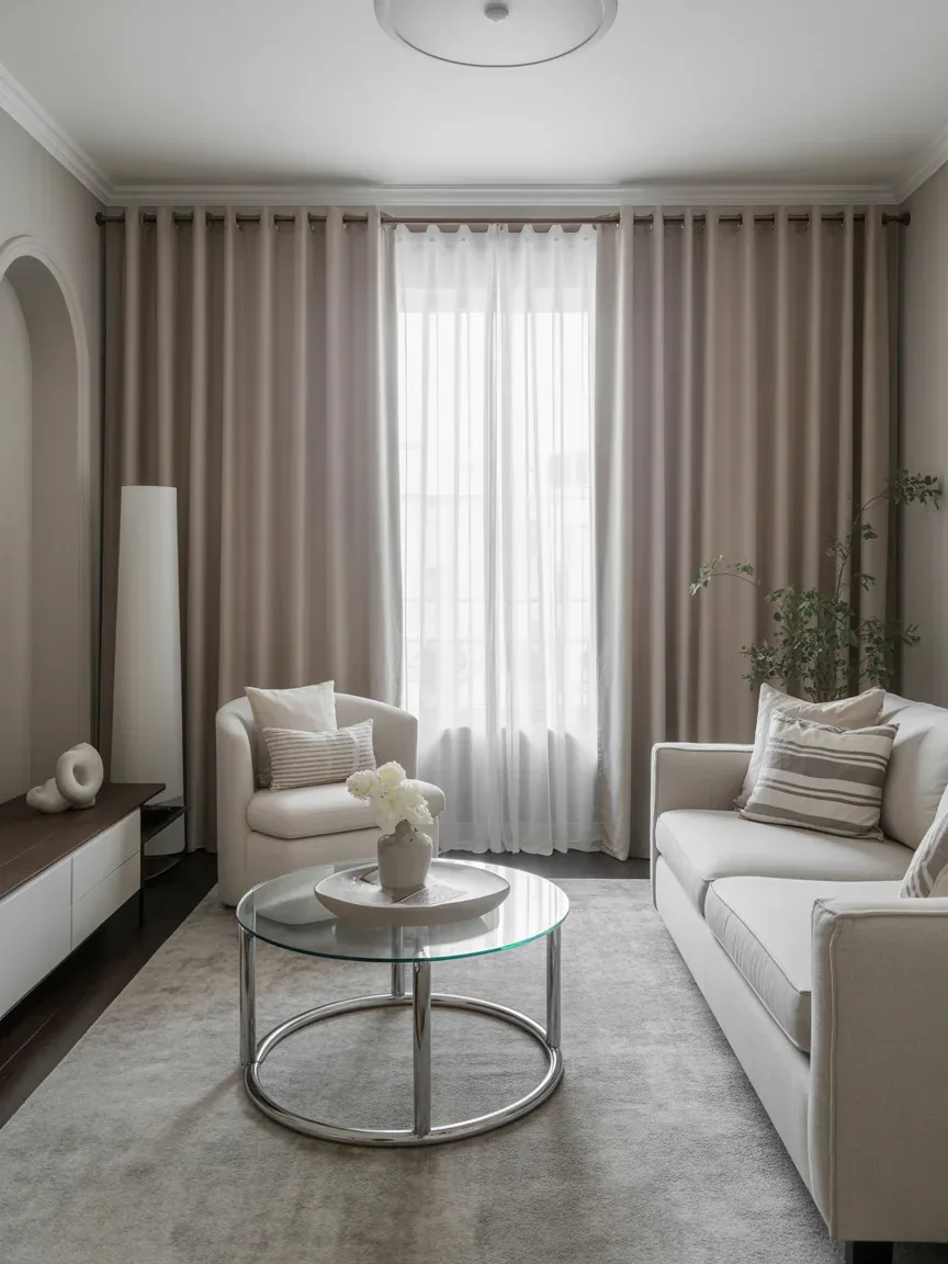 15. Light Grey Drapes With Modern Touches 15. Light Grey Drapes With Modern Touches