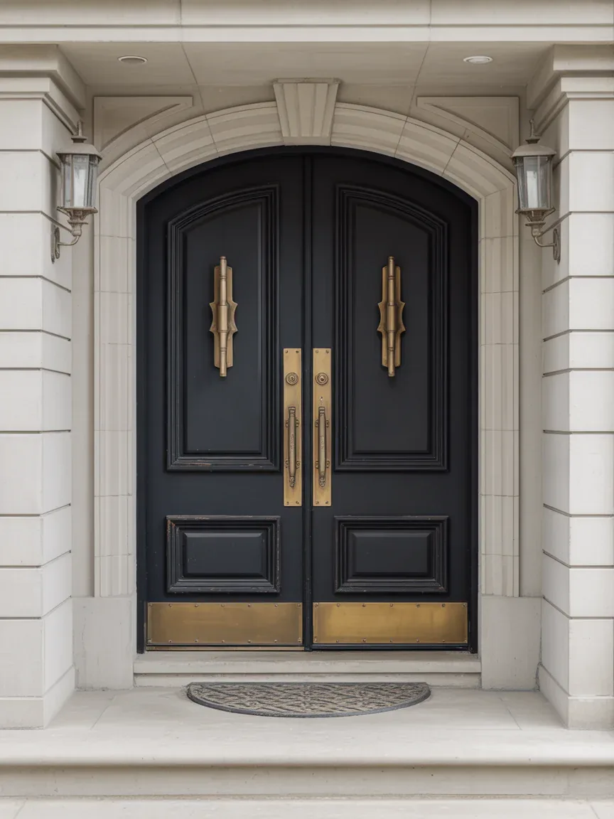 25. Luxe Brass-Accented Glam Doors 25. Luxe Brass-Accented Glam Doors