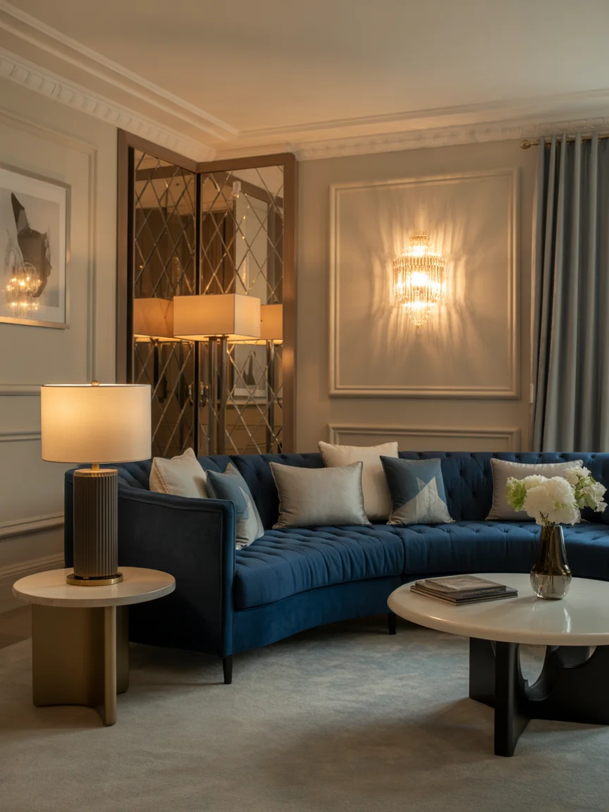 25. Luxe Hotel Inspired With Deep Blue Seating