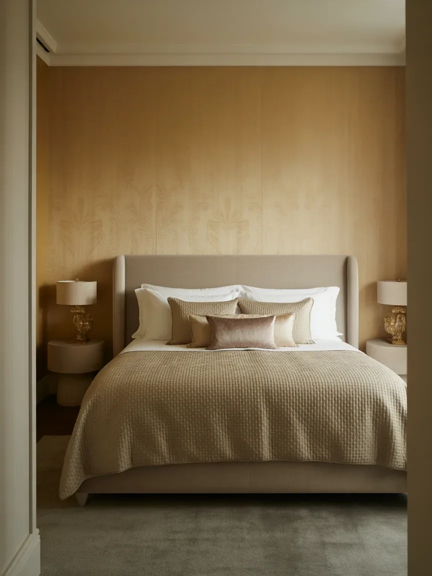 16. Luxe Hotel-Inspired Suite With Silk-Effect Wallpaper 16. Luxe Hotel-Inspired Suite With Silk-Effect Wallpaper