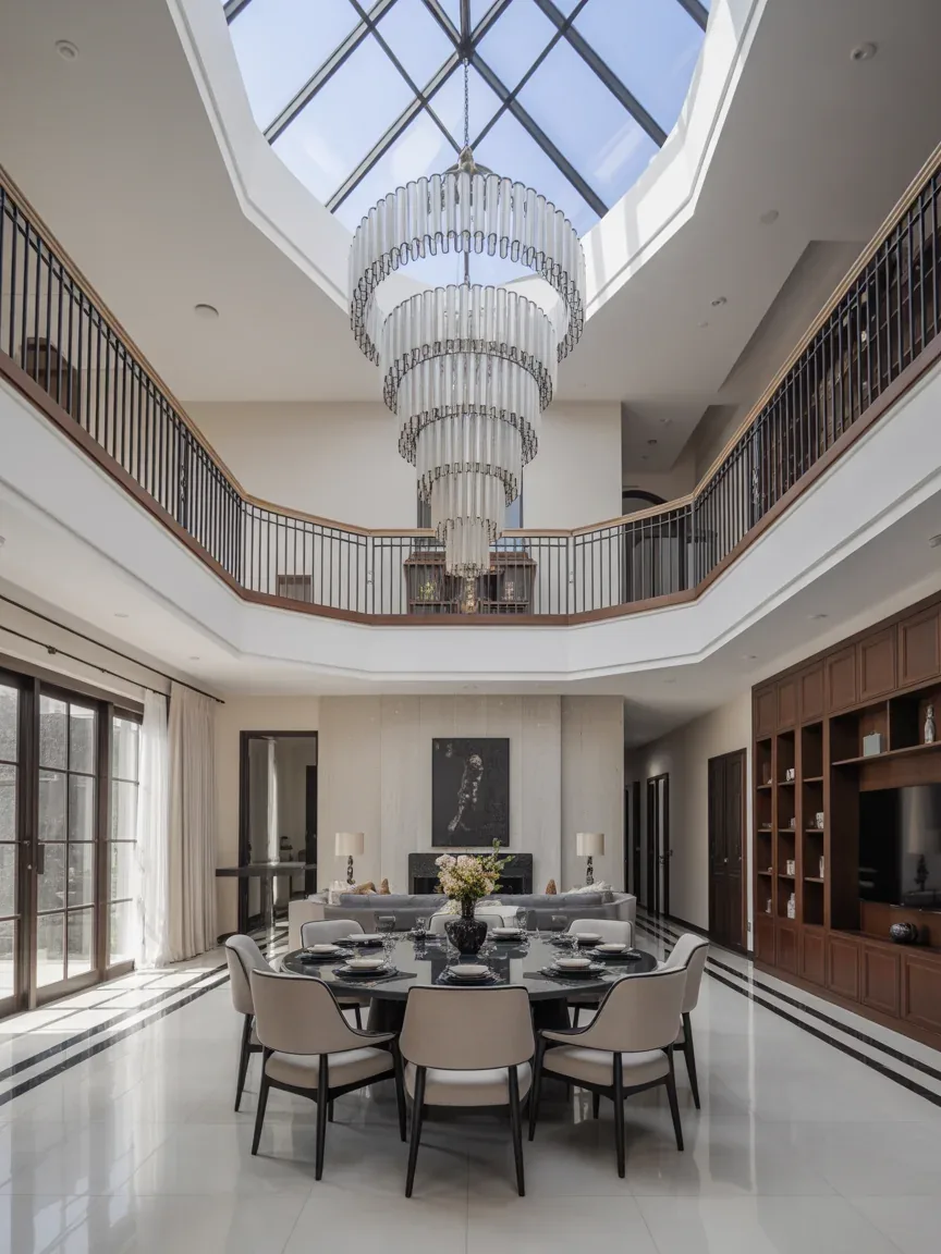 22. Luxury Open-Concept Space With Multi-Tier Chandelier 22. Luxury Open-Concept Space With Multi-Tier Chandelier