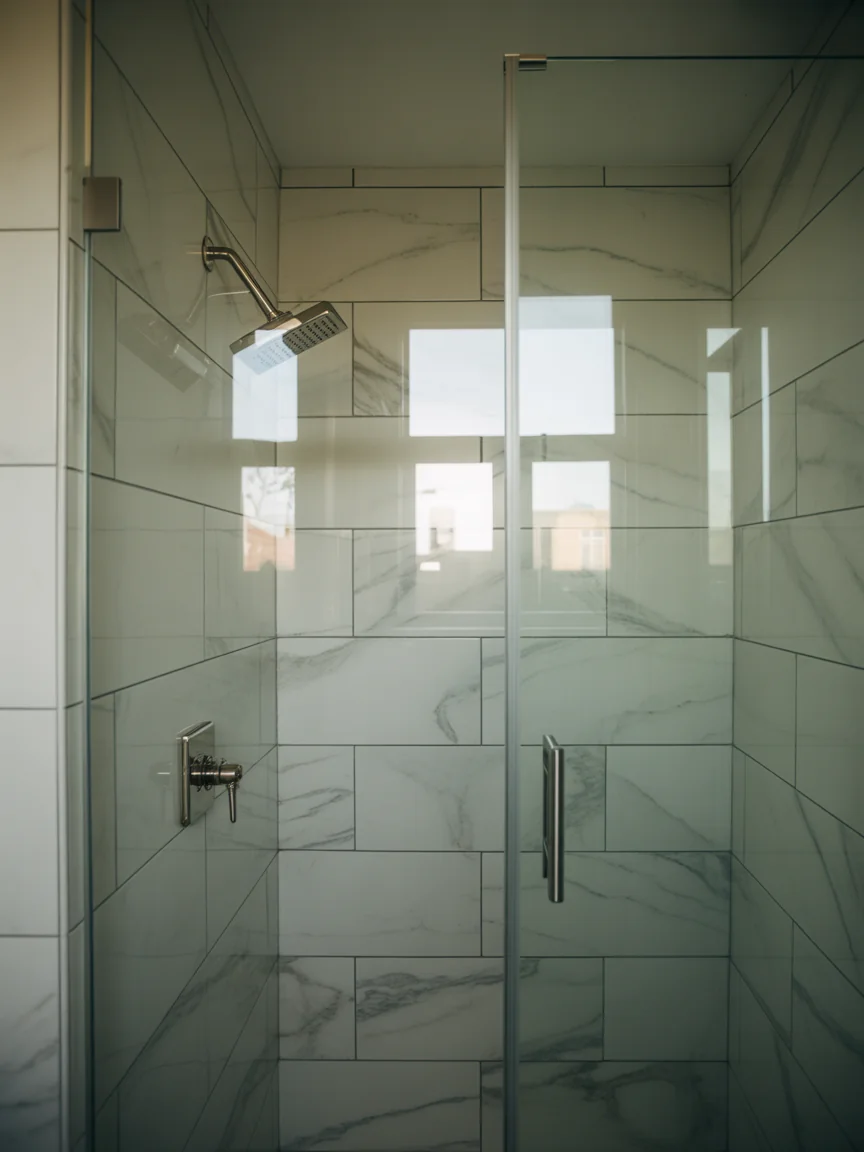 4. Marble-Look Porcelain Elegance