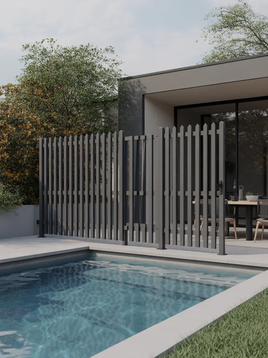 10. Matte Charcoal Aluminum Fence for Modern Homes 10. Matte Charcoal Aluminum Fence for Modern Homes