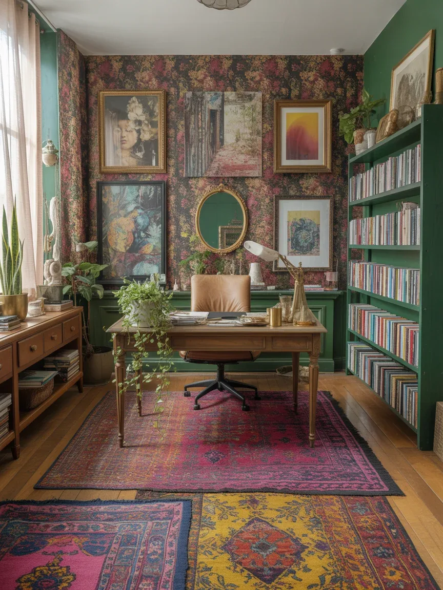 9. Maximalist Color Lover’s Boho Office 9. Maximalist Color Lover’s Boho Office