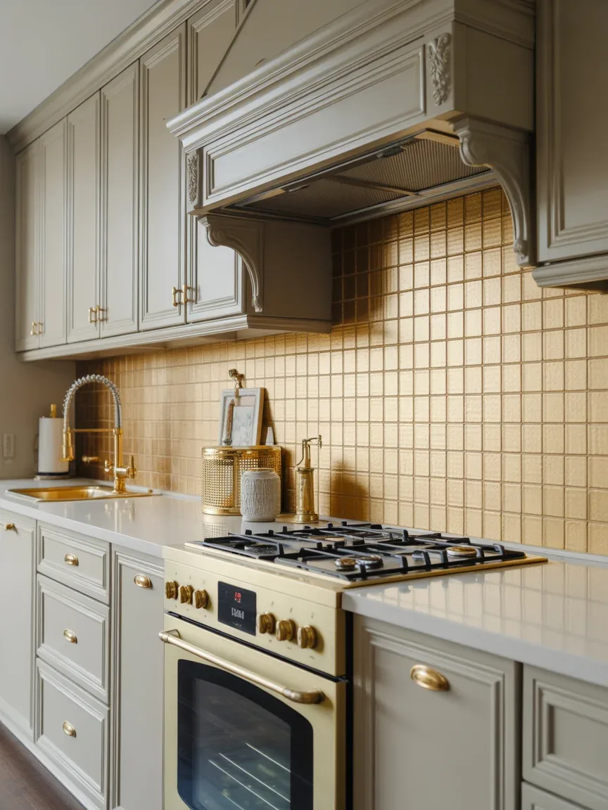 22. Metallic Accents Glam Kitchen 22. Metallic Accents Glam Kitchen