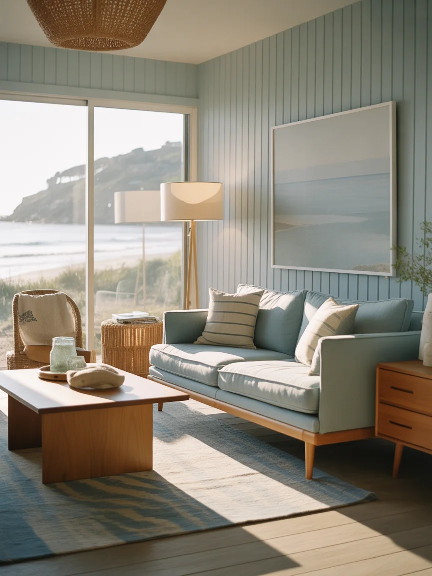 21. Mid-Century Coastal Vibe