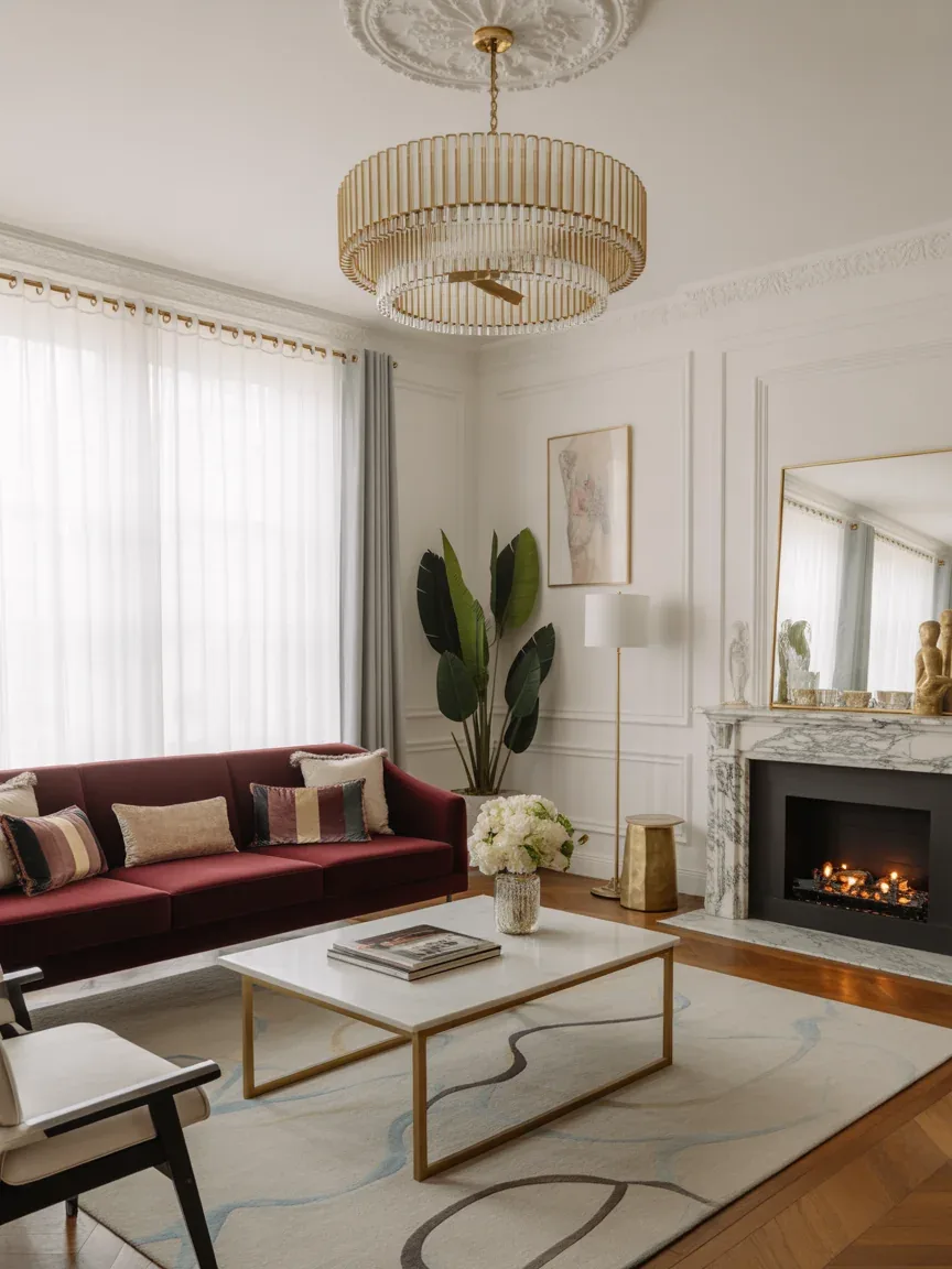 7. Mid-Century Glam With Gold Touches 7. Mid-Century Glam With Gold Touches