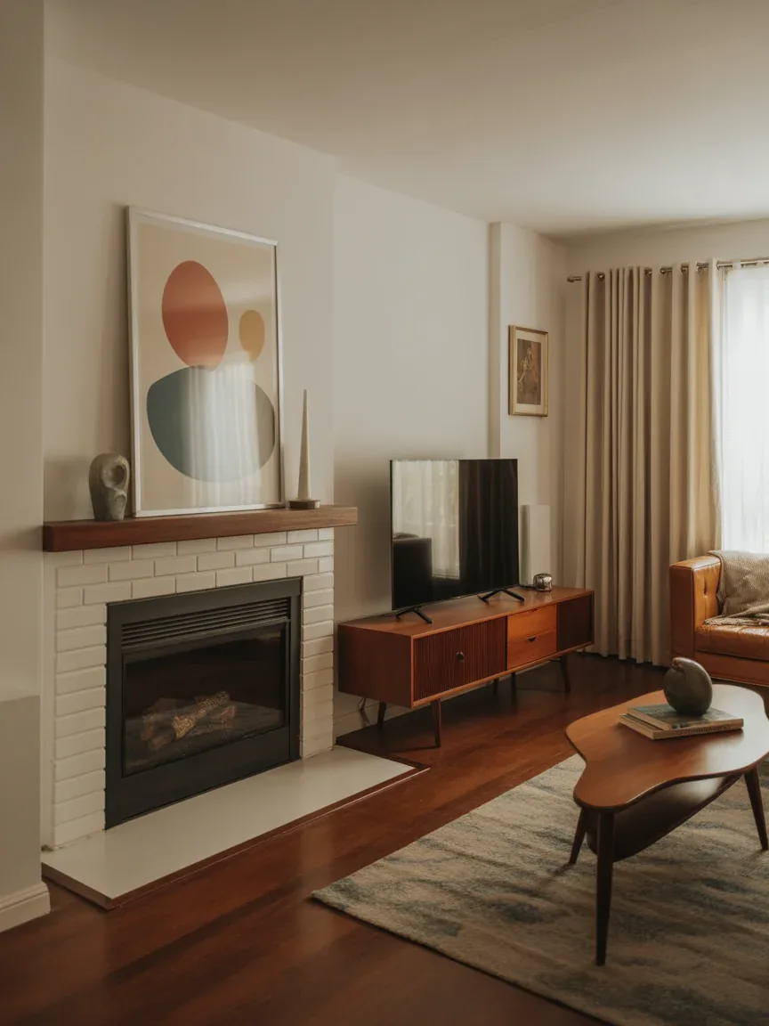13. Mid-Century Modern With Low Fireplace 13. Mid-Century Modern With Low Fireplace