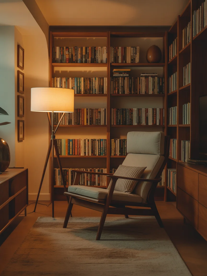 23. Mid-Century Reading Nook Living Room