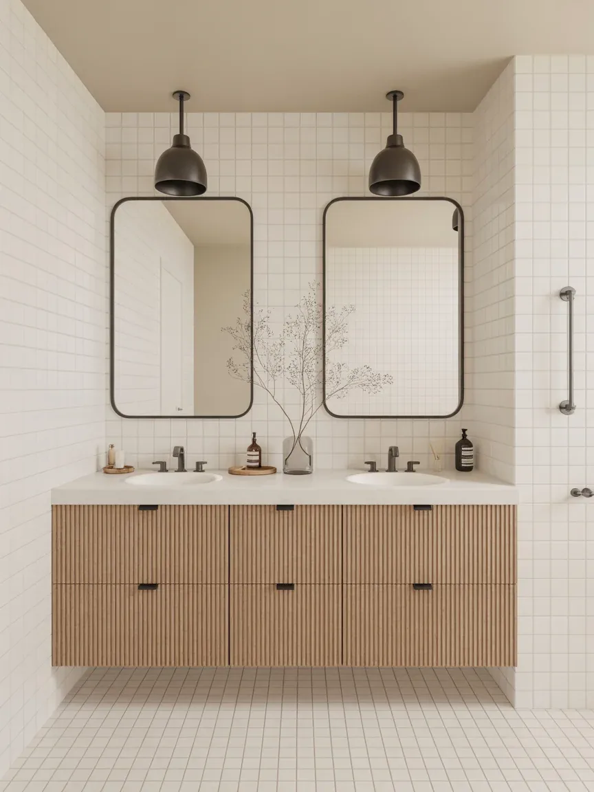 19. Minimal Farmhouse Bathroom With Scandinavian Influence 19. Minimal Farmhouse Bathroom With Scandinavian Influence