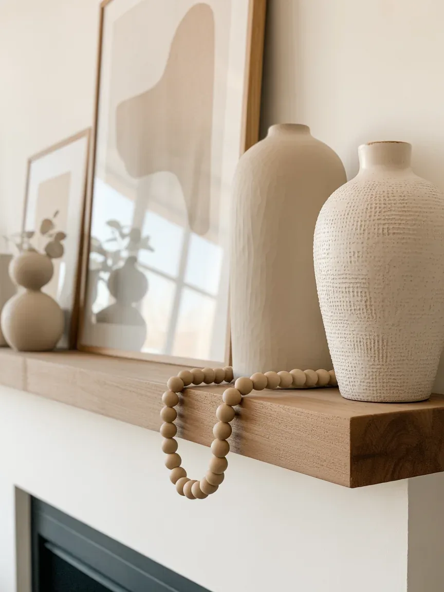 9. Minimal Neutral Mantel With Organic Texture 9. Minimal Neutral Mantel With Organic Texture