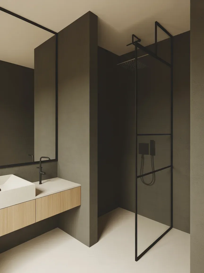 2. Minimalist Concrete And Oak Wet Room 2. Minimalist Concrete And Oak Wet Room