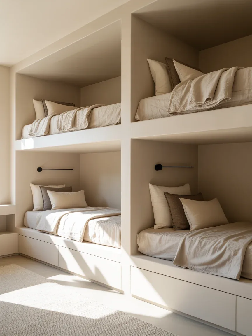 1. Minimalist White Built-In Bunks 1. Minimalist White Built-In Bunks