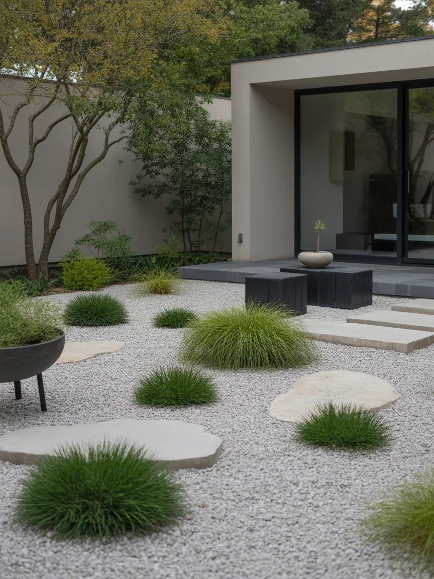 14. Minimalist Zen Gravel Garden 14. Minimalist Zen Gravel Garden