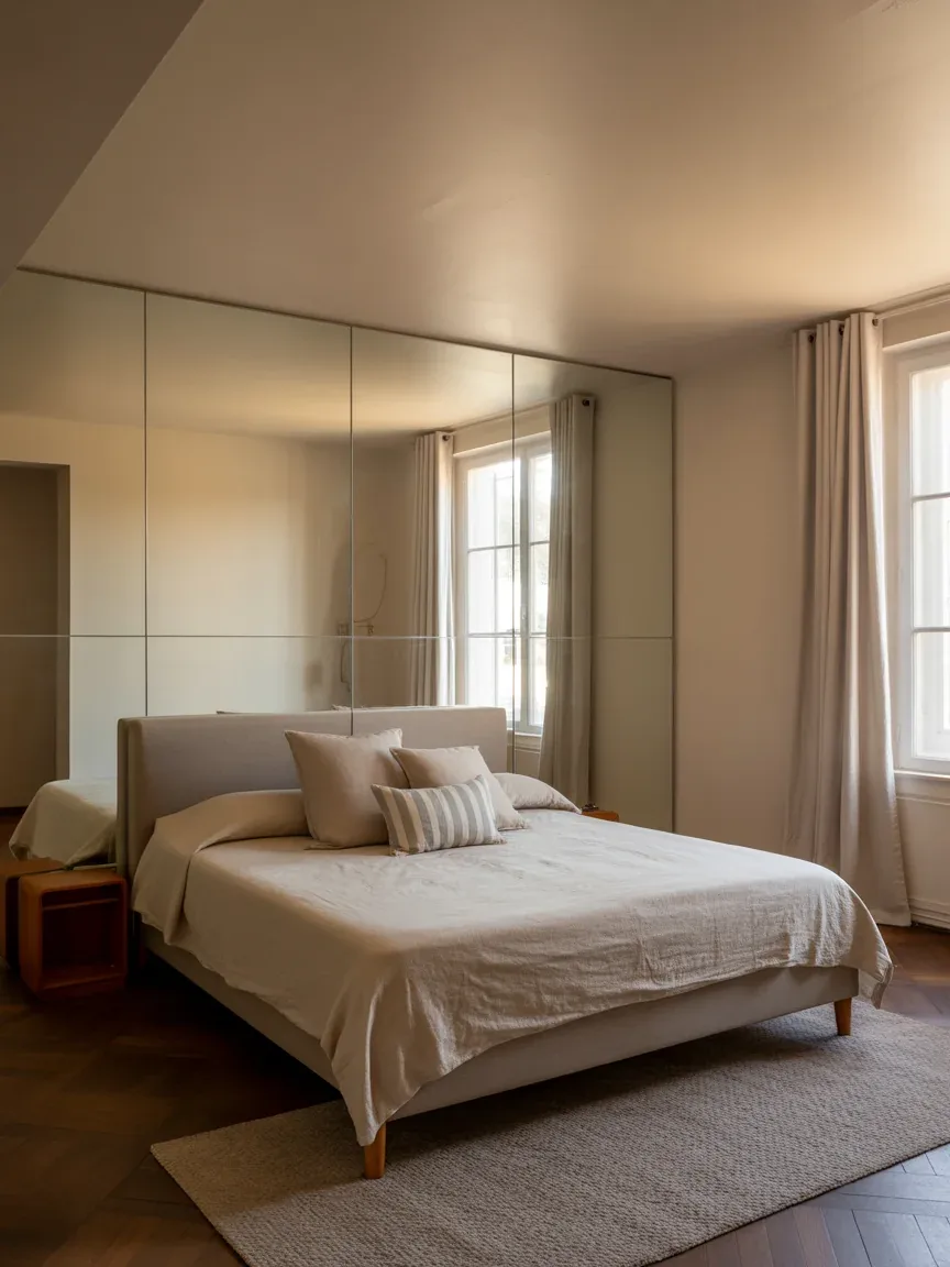 13. Mirror Wall Behind Bed 13. Mirror Wall Behind Bed