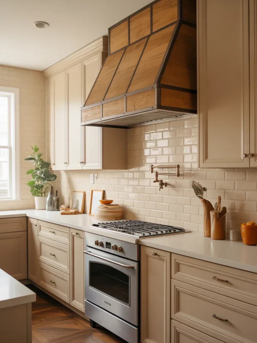 24. Mixed Material Hood With Wood And Metal 24. Mixed Material Hood With Wood And Metal