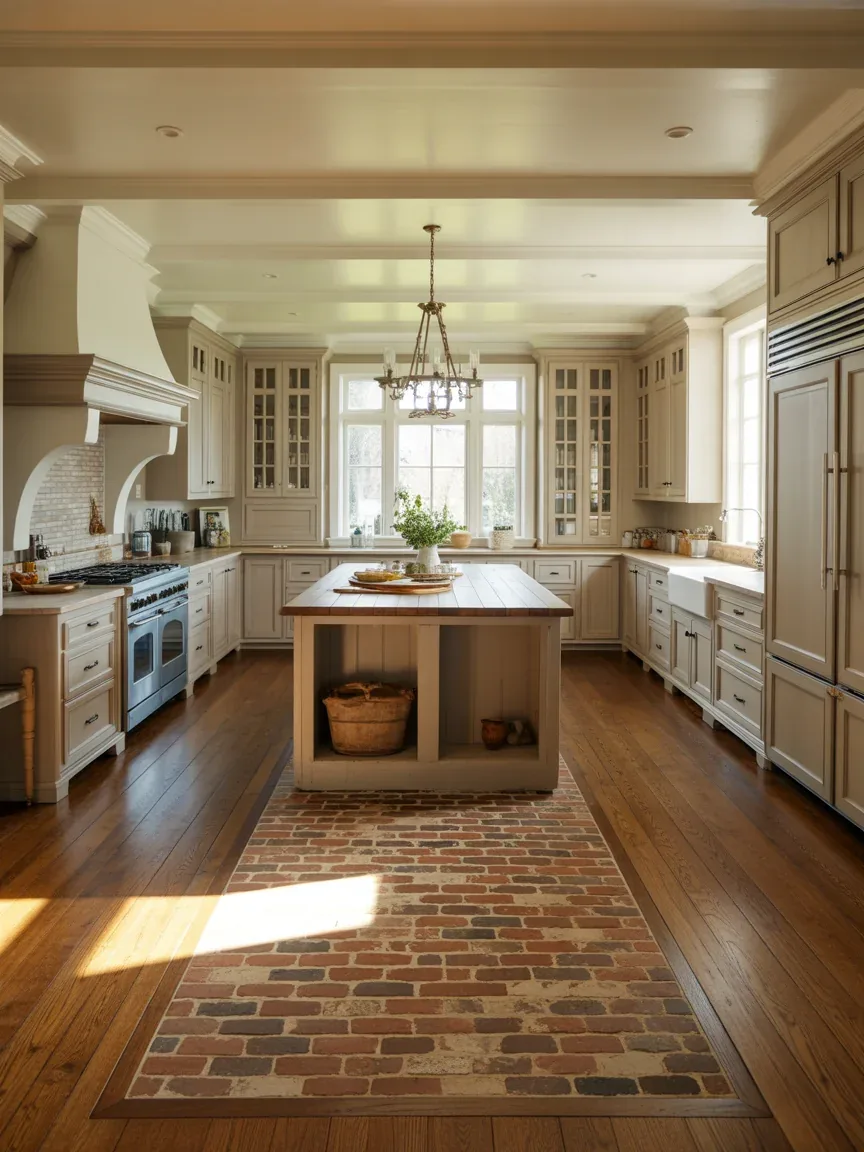 20. Mixed Material Inlay Flooring for Custom Designer Farmhouse Style 20. Mixed Material Inlay Flooring for Custom Designer Farmhouse Style