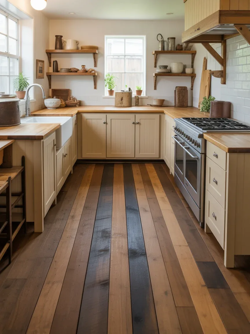 16. Mixed-Width Wood Plank Farmhouse Floor 16. Mixed-Width Wood Plank Farmhouse Floor