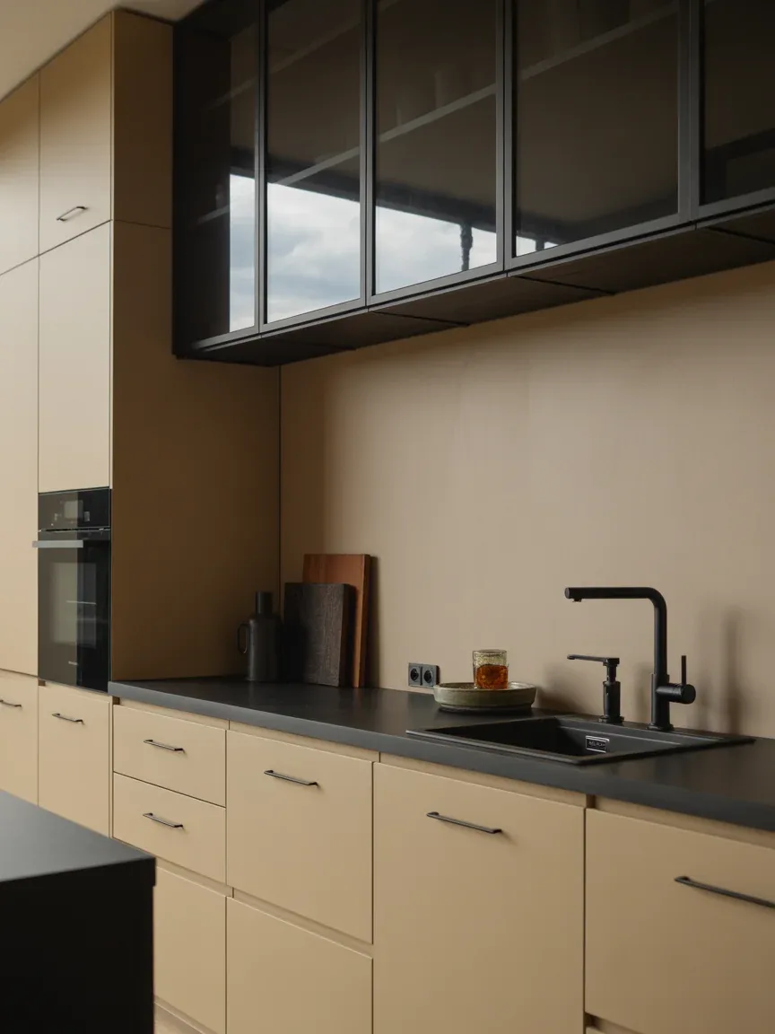 5. Modern Beige Kitchen With Black Contrast Details 5. Modern Beige Kitchen With Black Contrast Details