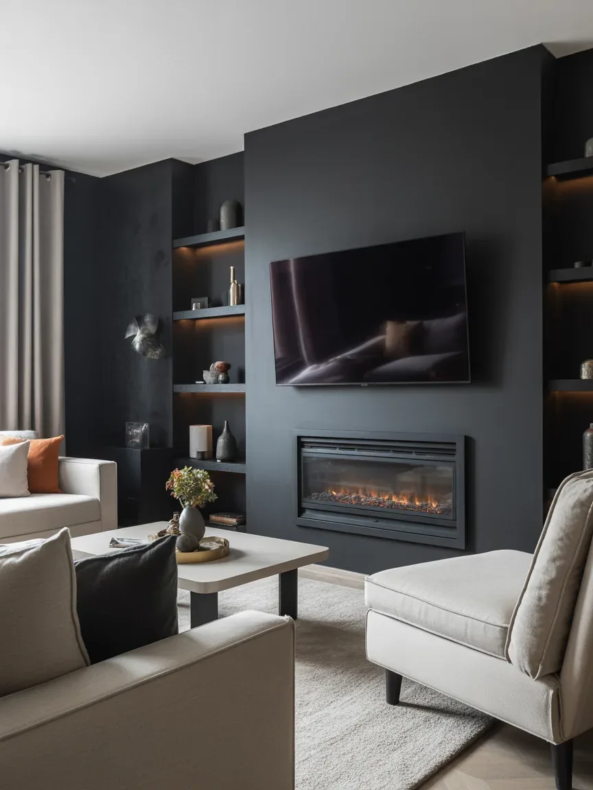 15. Modern Black Accent Wall 15. Modern Black Accent Wall