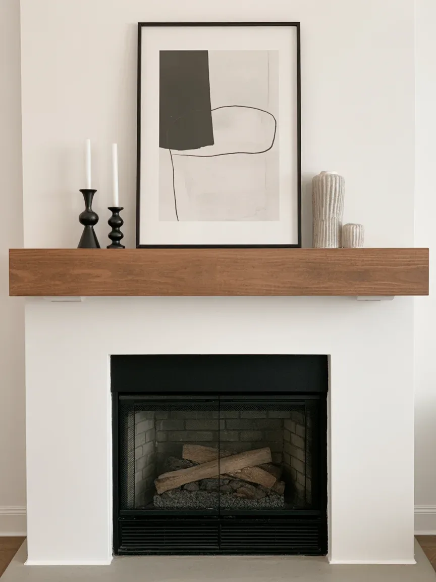 7. Modern Farmhouse Mantel With Black and White Contrast 7. Modern Farmhouse Mantel With Black and White Contrast