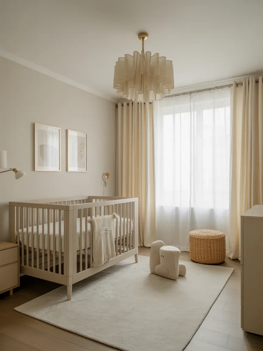 12. Modern Nursery With Soft Fabric Chandelier 12. Modern Nursery With Soft Fabric Chandelier