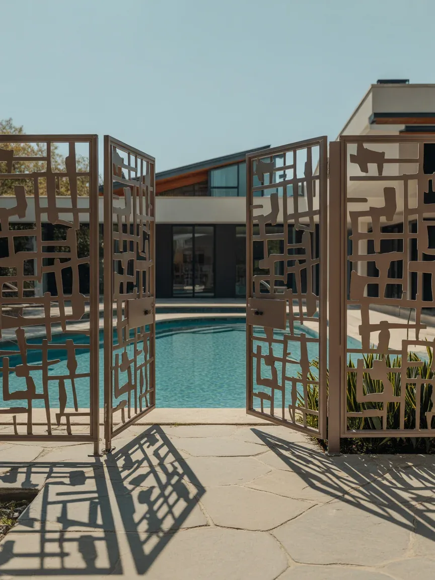 6. Modular Metal Fence Panels With Decorative Geometric Design 6. Modular Metal Fence Panels With Decorative Geometric Design