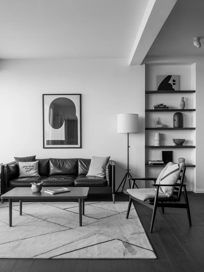 14. Monochrome Mid-Century Minimalism