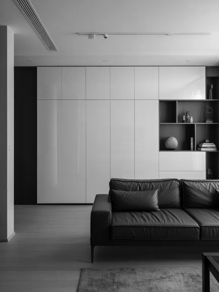 15. Monochrome Modern With Seamless Storage 15. Monochrome Modern With Seamless Storage