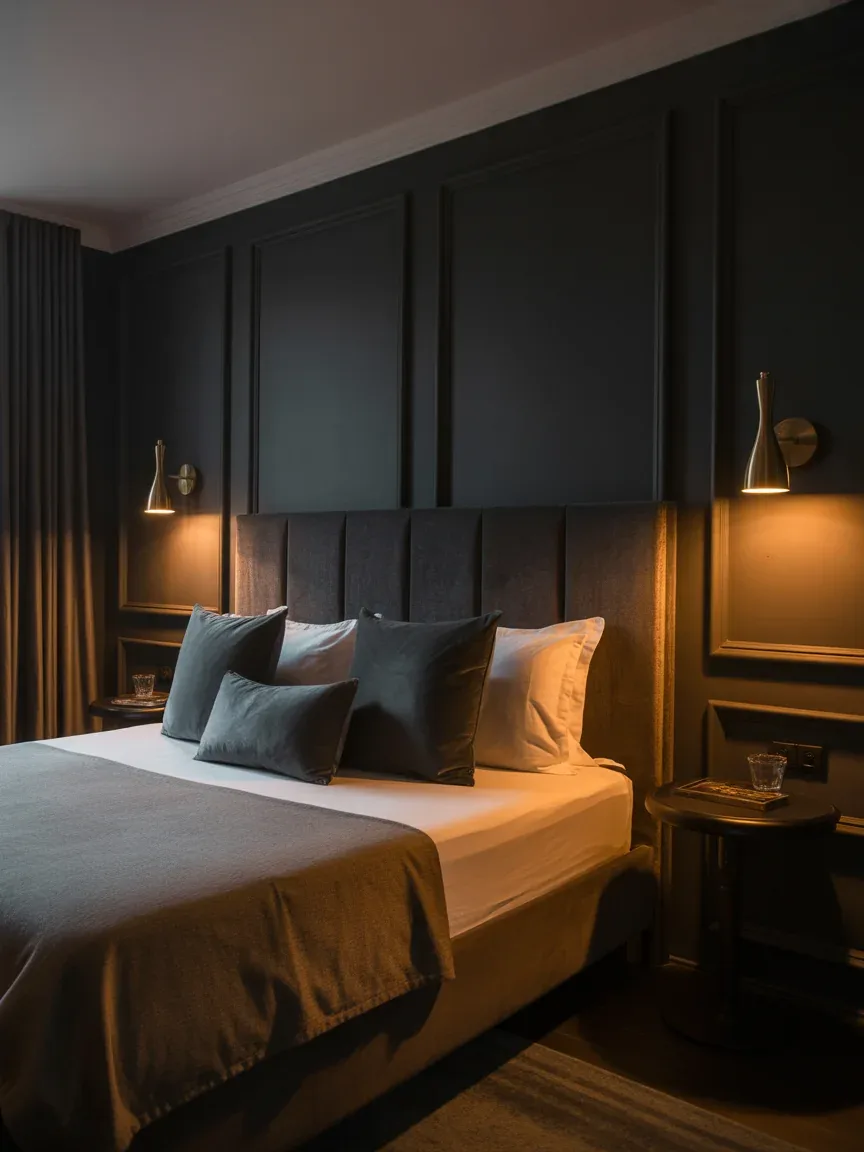 2. Moody Boutique Hotel Vibes With Dark Walls 2. Moody Boutique Hotel Vibes With Dark Walls