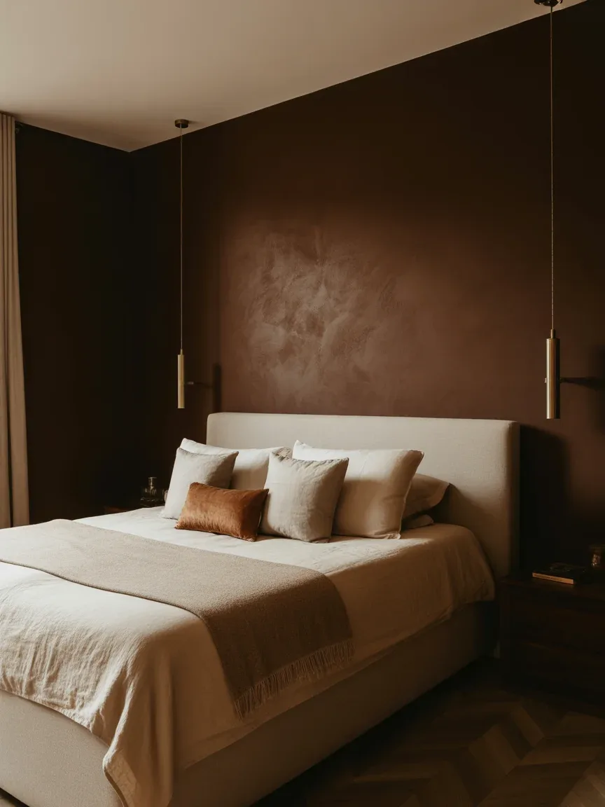 9. Moody Earth Tones With Dark Walls 9. Moody Earth Tones With Dark Walls