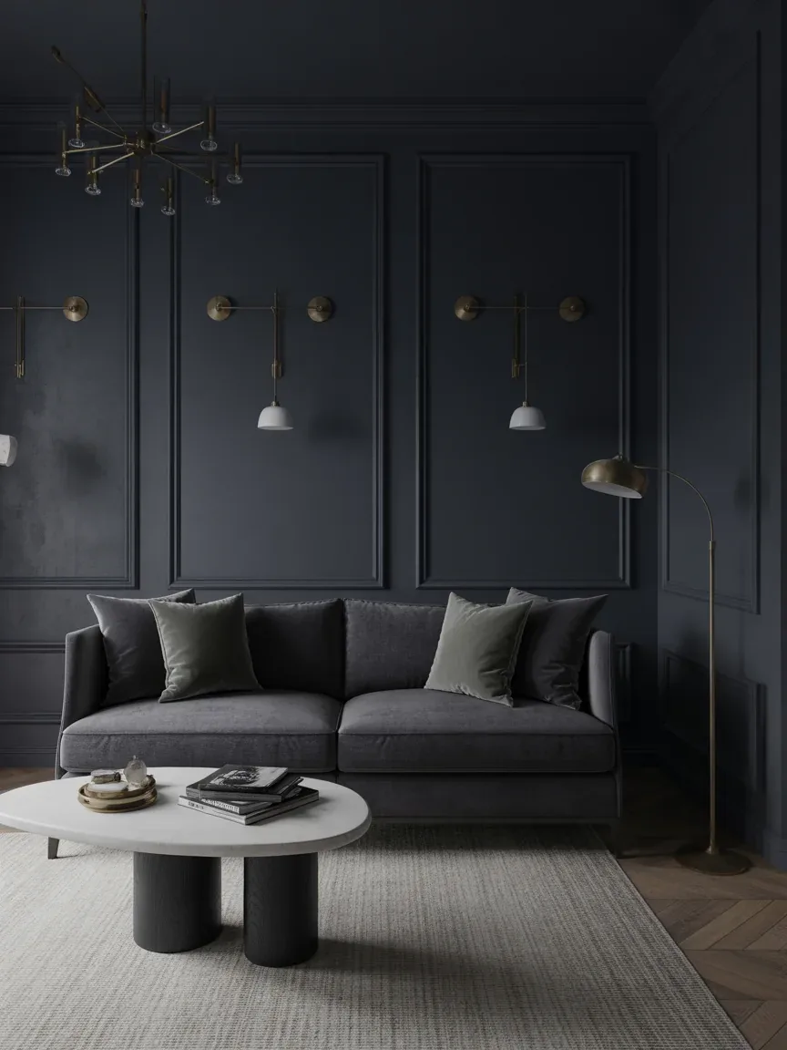 7. Moody Lounge With Dark Walls 7. Moody Lounge With Dark Walls