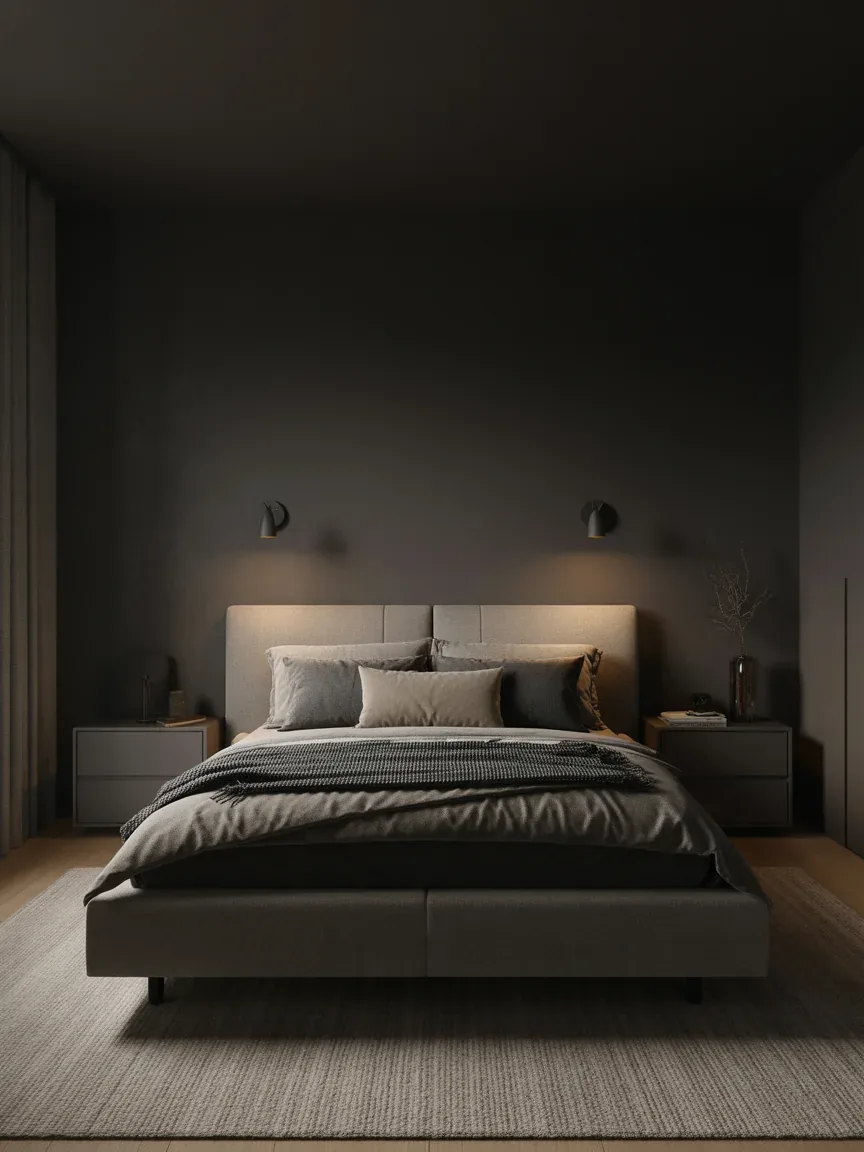 2. Moody Minimalist Hideaway With Dark Walls 2. Moody Minimalist Hideaway With Dark Walls