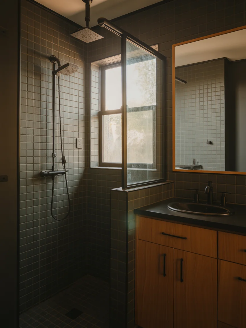 2. Moody Spa Retreat With Dark Tiles