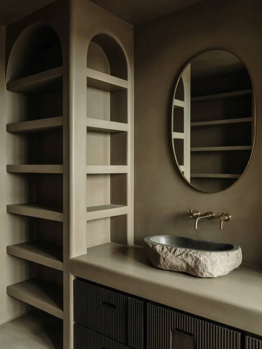 12. Moody Textured Plaster Bathroom 12. Moody Textured Plaster Bathroom