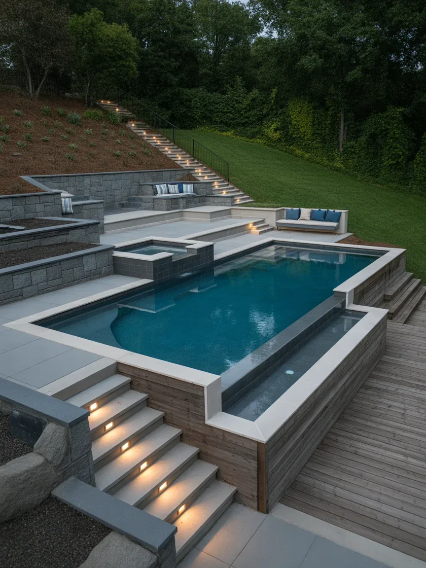 19. Multi-Level Luxury Pool With Terraced Design 19. Multi-Level Luxury Pool With Terraced Design