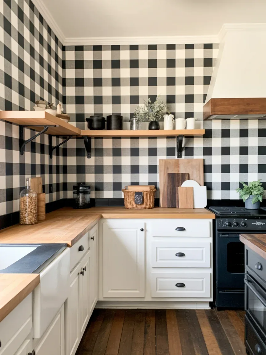 15. Muted Brick Print Farmhouse Kitchen 15. Muted Brick Print Farmhouse Kitchen