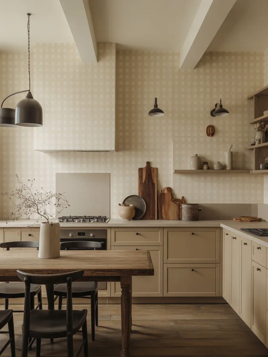 22. Muted Checkerboard Wallpaper Kitchen 22. Muted Checkerboard Wallpaper Kitchen