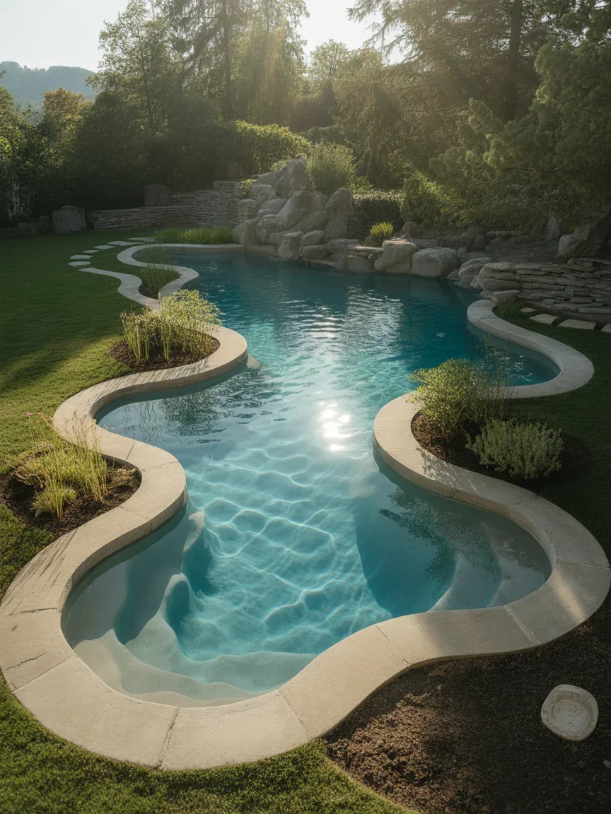 16. Natural Swimming Pool With Eco-Friendly Pond Aesthetic 16. Natural Swimming Pool With Eco-Friendly Pond Aesthetic