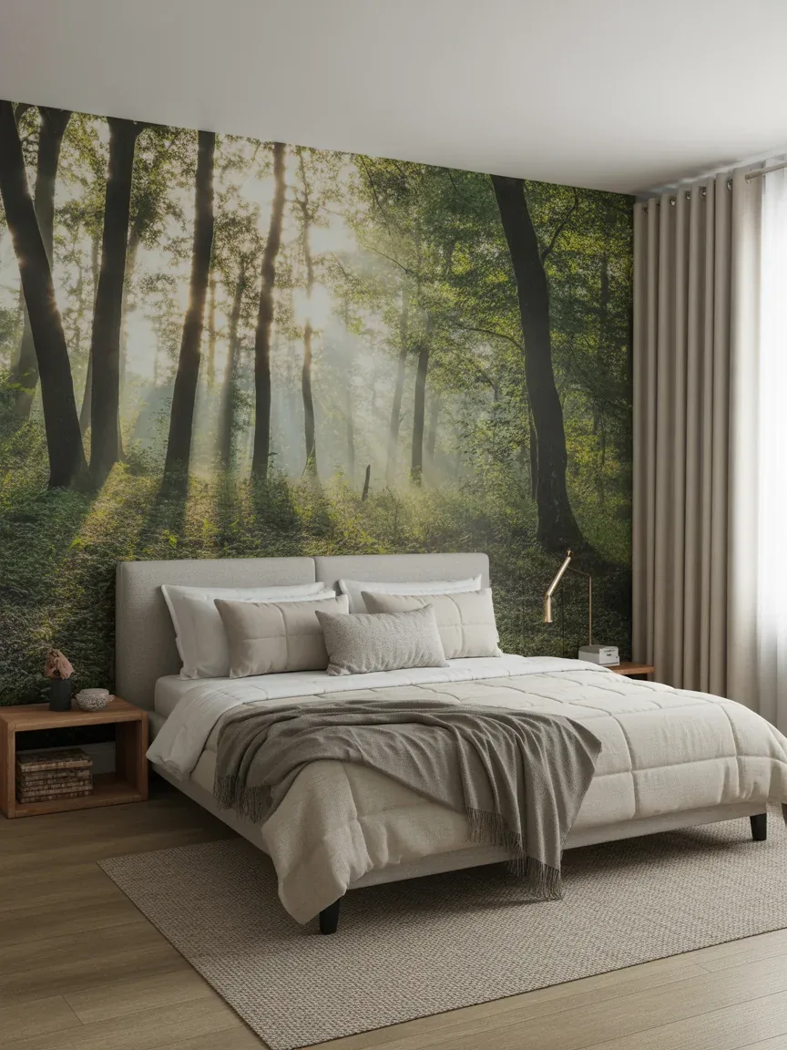 17. Nature-Inspired Forest Mural Wall 17. Nature-Inspired Forest Mural Wall