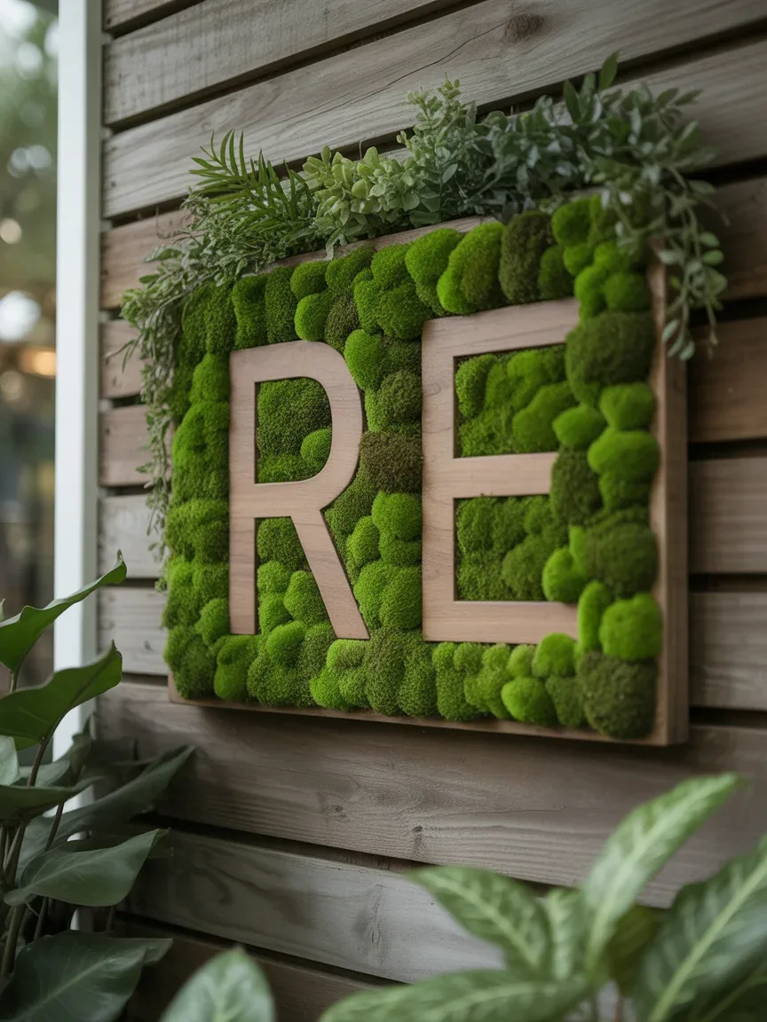 15. Nature-Inspired Live Moss Name Plate 15. Nature-Inspired Live Moss Name Plate