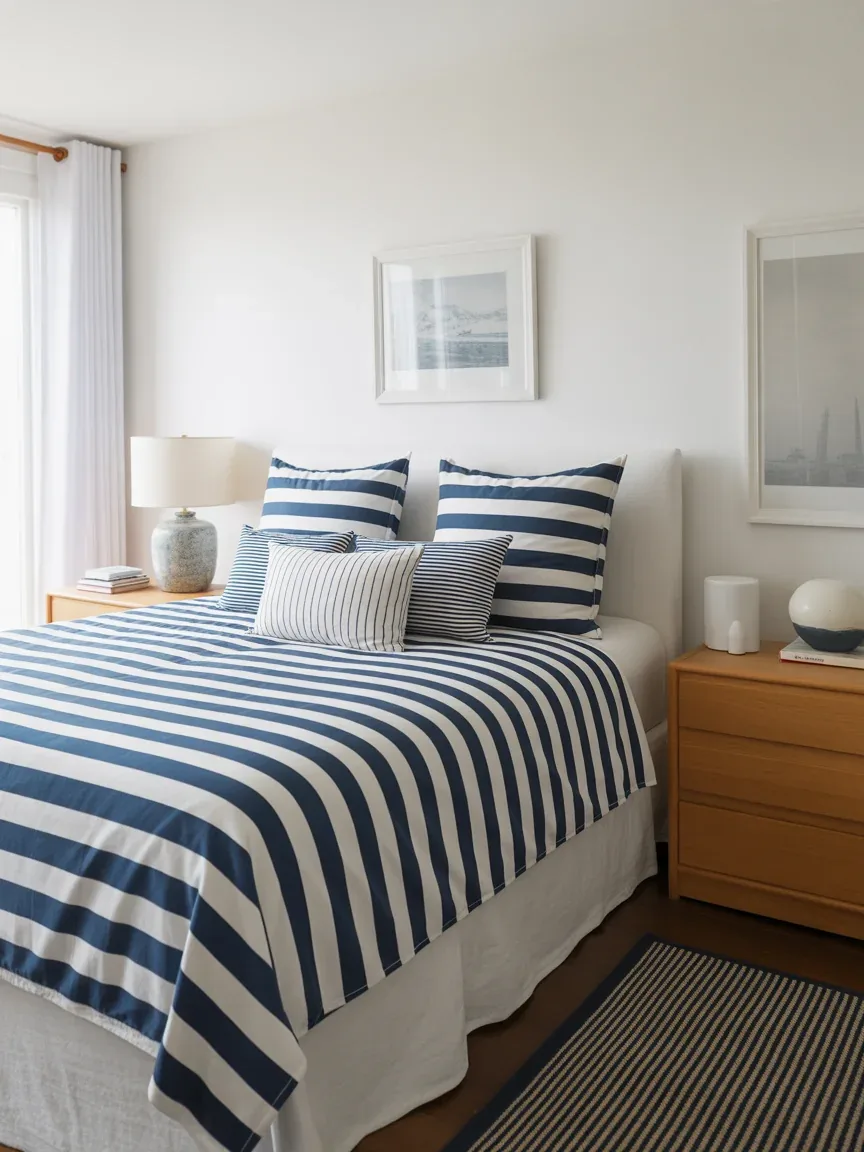 17. Nautical Navy Stripe Bedroom 17. Nautical Navy Stripe Bedroom