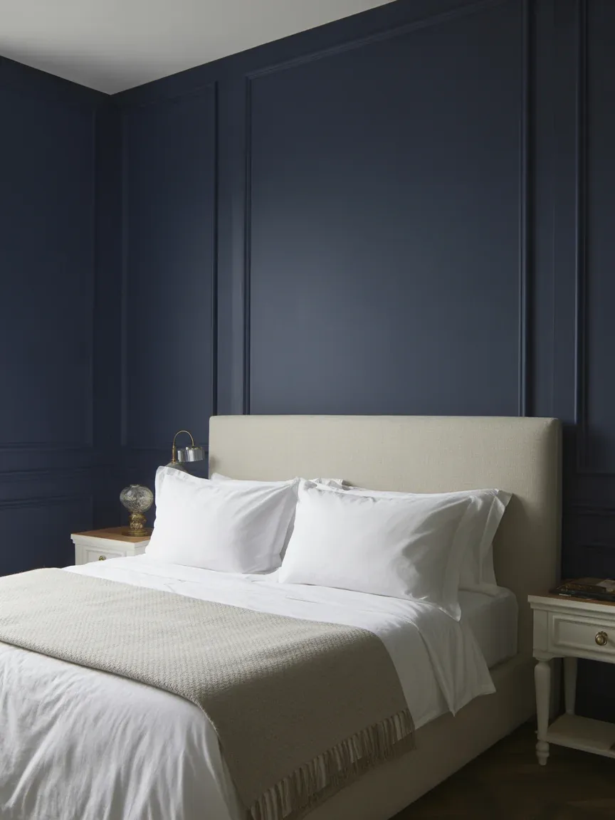 11. Navy Blue Panel Illusion Wallpaper 11. Navy Blue Panel Illusion Wallpaper