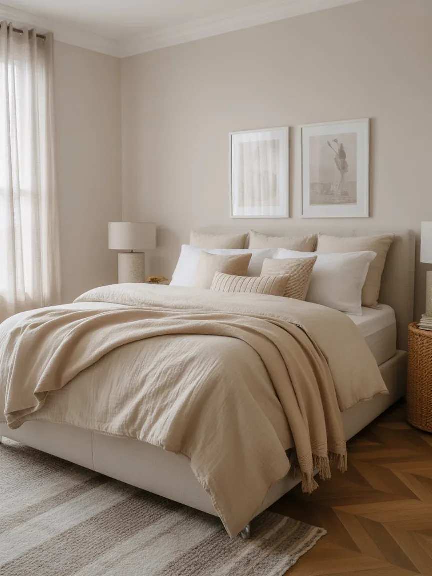 20. Neutral Layered Comfort Bedroom 20. Neutral Layered Comfort Bedroom