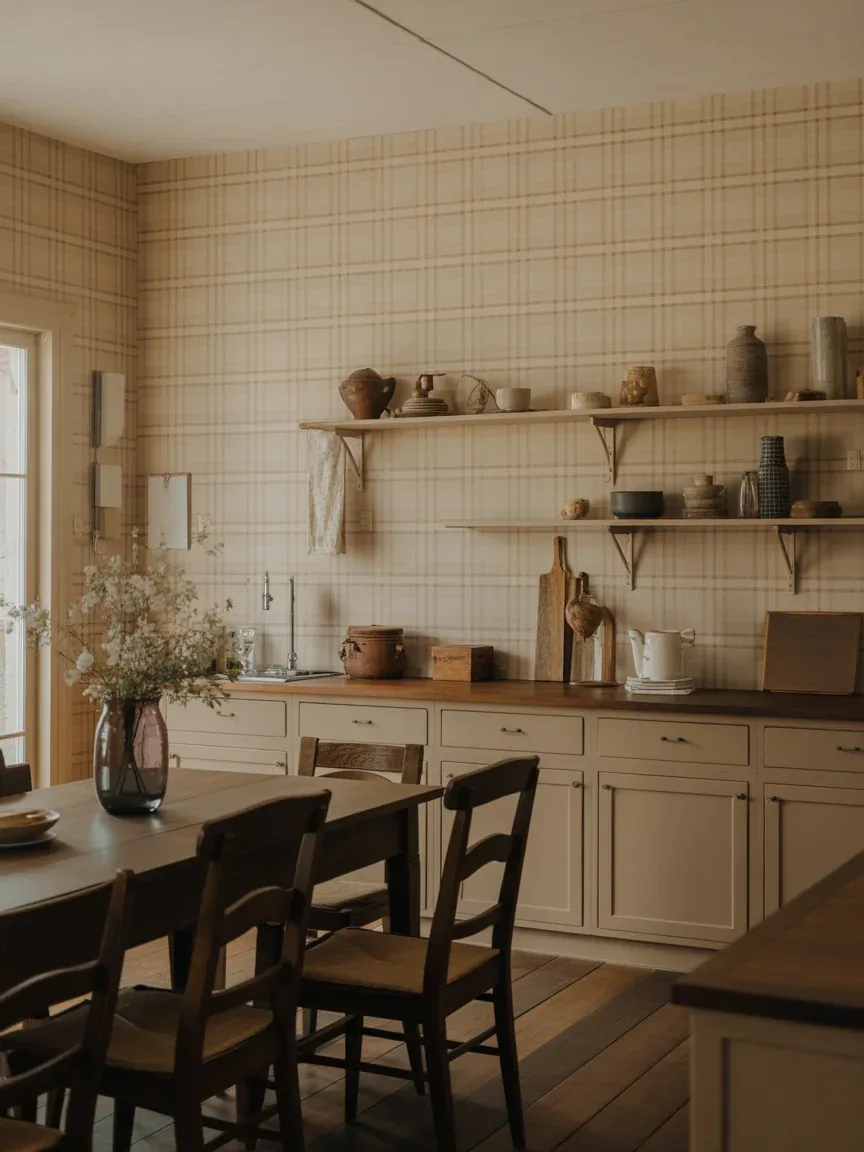 17. Neutral Plaid Farmhouse Kitchen 17. Neutral Plaid Farmhouse Kitchen