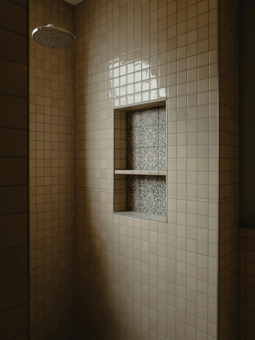 23. Niche Highlight With Contrast Tile